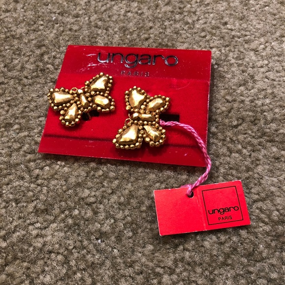 NWT Emanuel Ungaro gold butterfly earrings